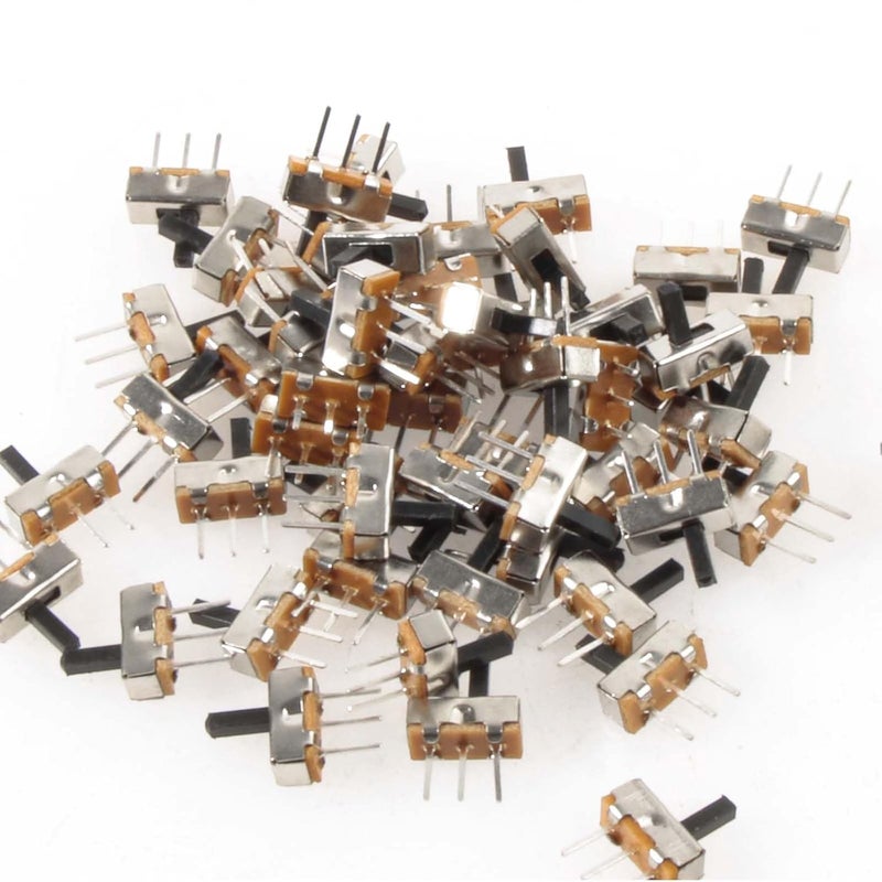 Juasky 100pcs Mini Vertical Micro Slide Switch 2 Position 3 Pin Terminal 1p2t SPDT On/Off Switches SS-12D00 for PCB Breadboard Electronic - Image 4